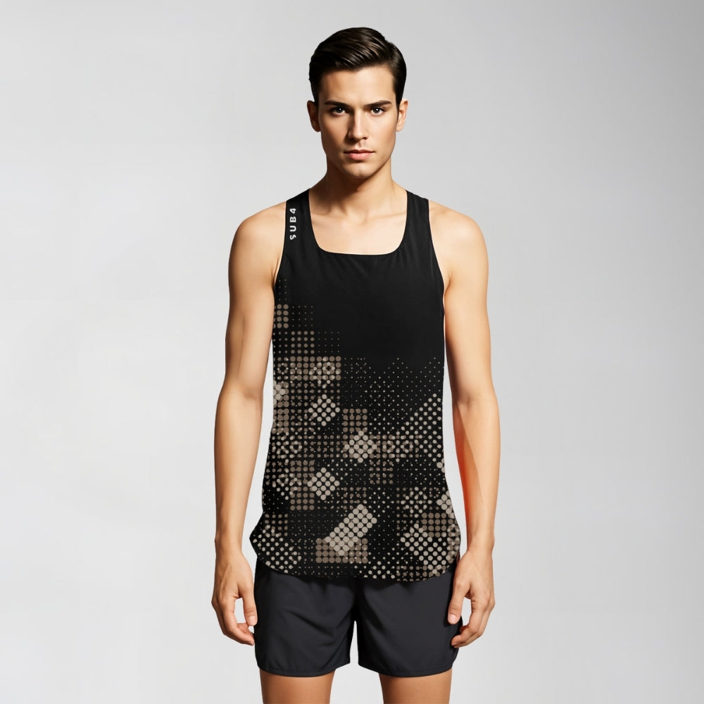 Running Singlet Elite Urban Grid Black