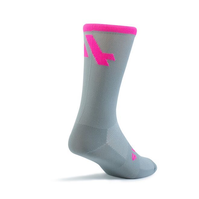 Running Socks 3/4 Crew Grey & Pink