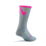 Running Socks 3/4 Crew Grey & Pink