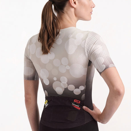 Close-up of a Tri suit pockets  on a white background