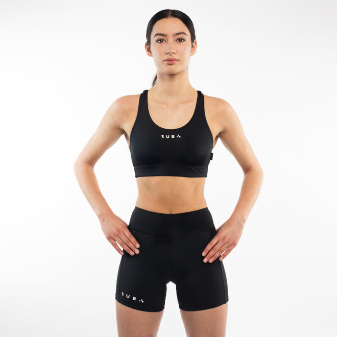 Crop Top & 1/2 Bike Shorts Set Women's Black BUNDLE & SAVE